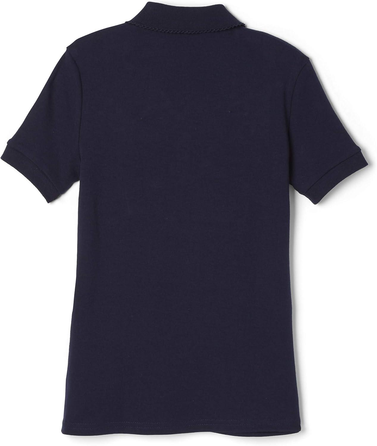 French Toast Girls’ Short Sleeve Picot Collar Polo School Uniform Shirt (Standard and Plus)(Navy)