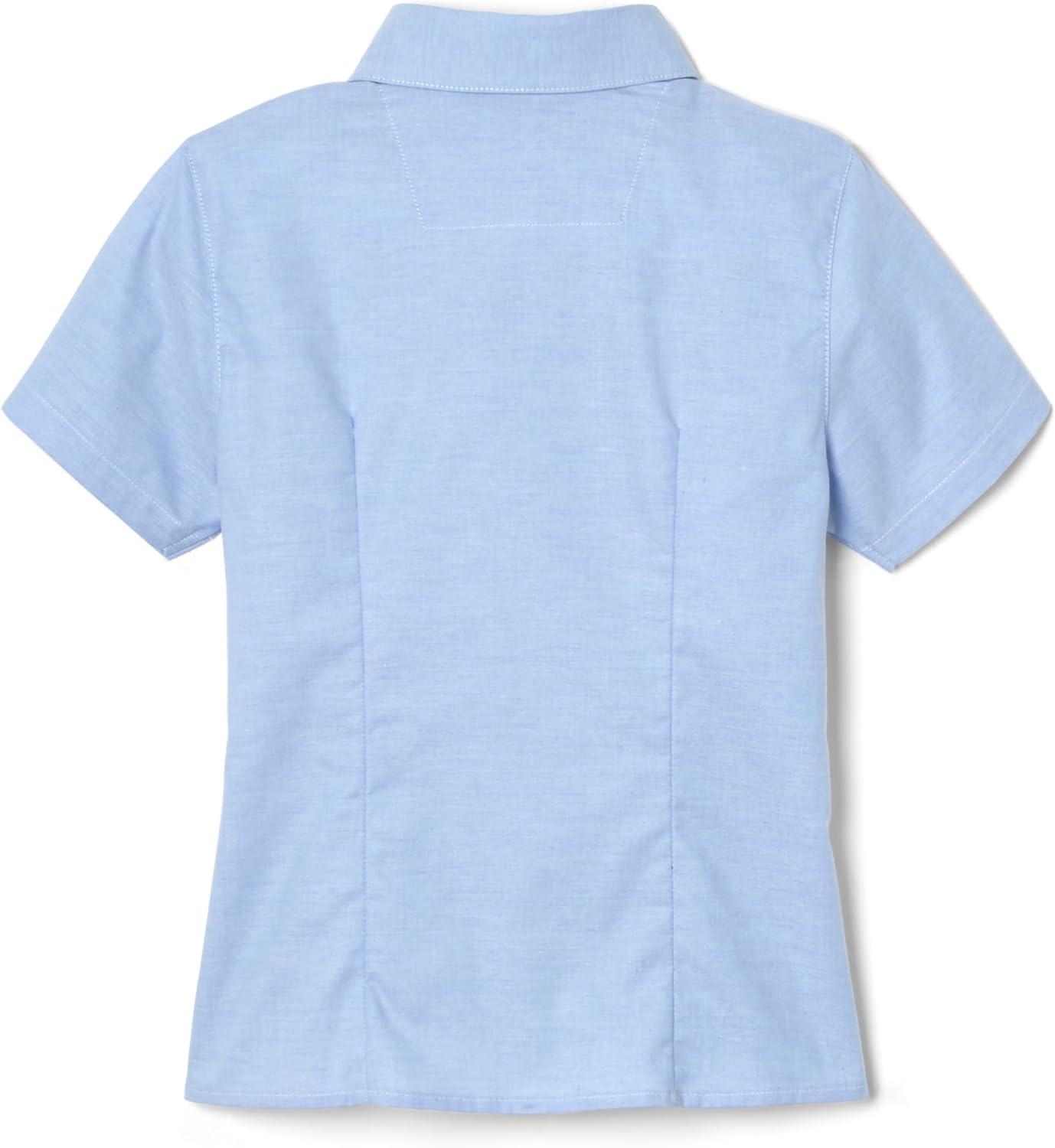 French Toast Girls’ Fitted Short Sleeve Wrinkle-Resistant Blouse(Light Blue)