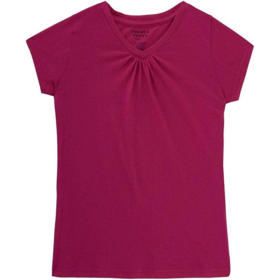 French Toast Girls Short Sleeve V-Neck T-Shirt Tee(Rose Violet)