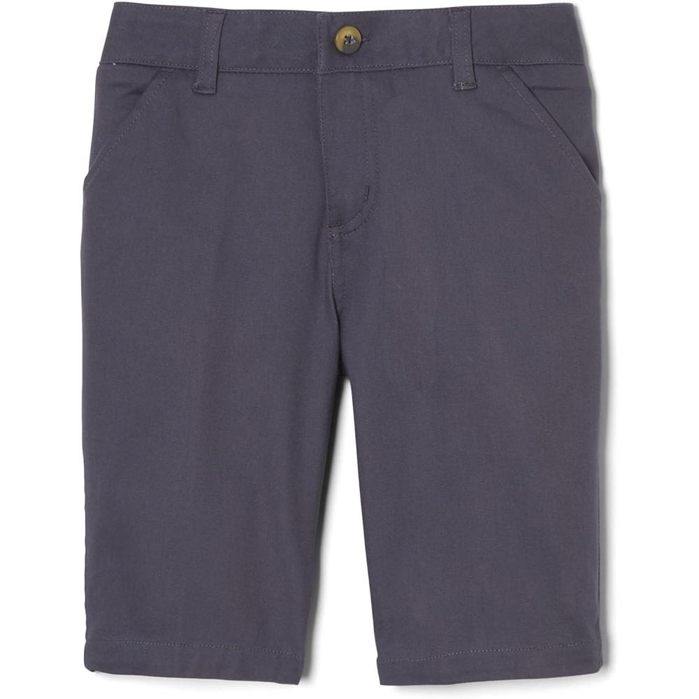 French Toast Women’s Teen and Juniors’ Stretch Twill Bermuda Shorts(School Uniform Grey)