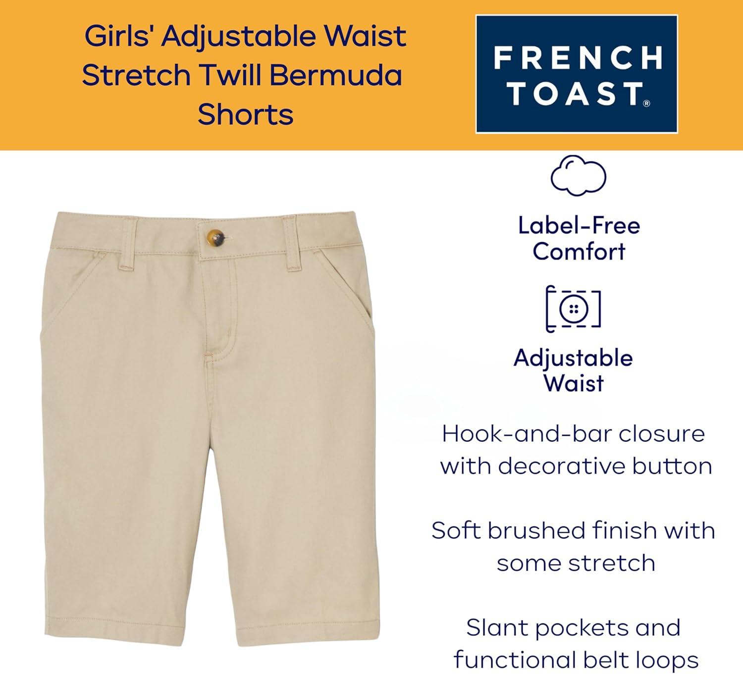 French Toast Women’s Teen and Juniors’ Stretch Twill Bermuda Shorts(School Uniform Grey)