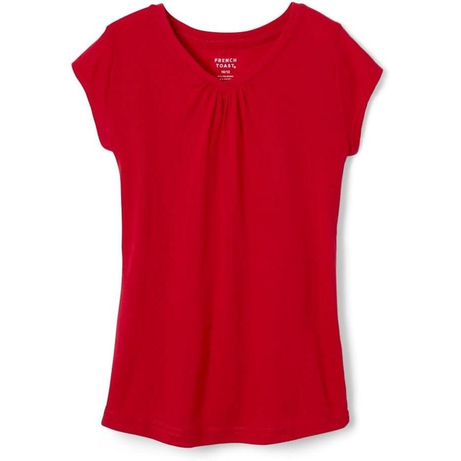 French Toast Girls Short Sleeve V-Neck T-Shirt Tee(Red)