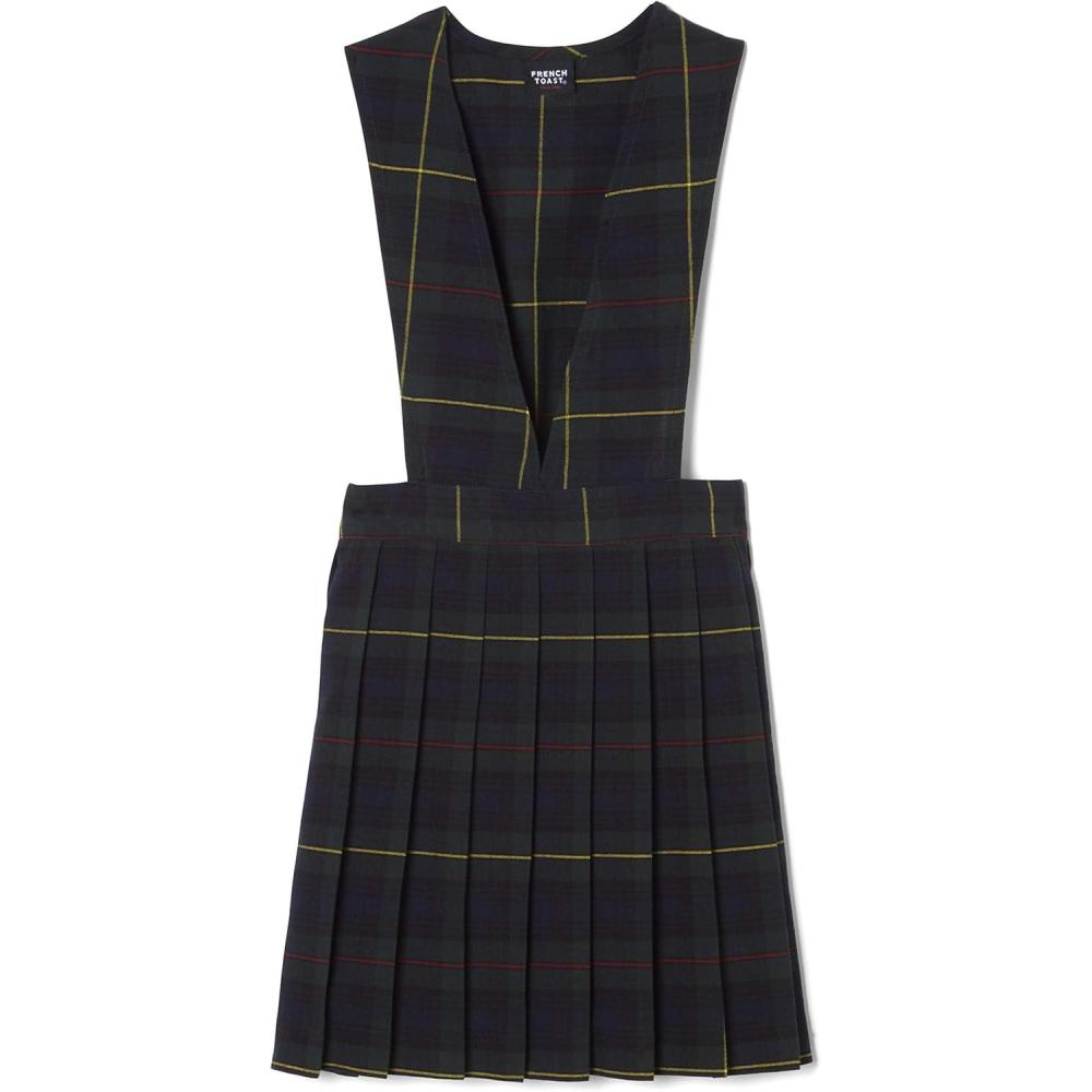 French Toast girls V-neck Jumper(Green Plaid)
