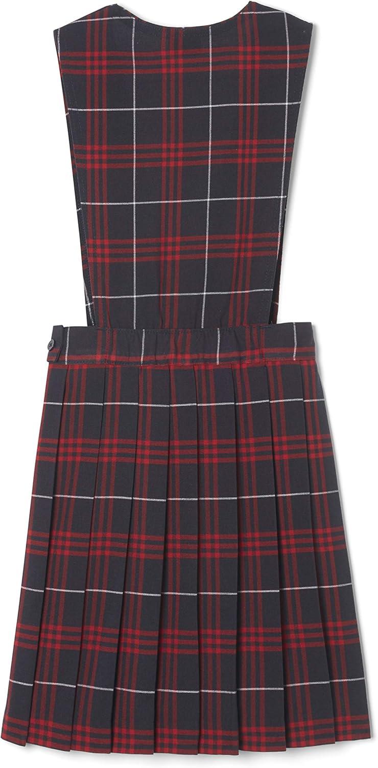French Toast girls V-neck Jumper(Navy & Red Plaid)