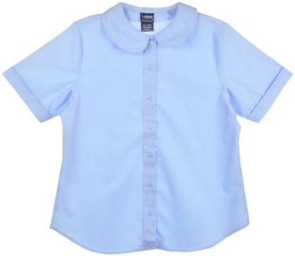 French Toast Peter Pan Collar Short Sleeve Blouse (Girls Standard & Plus Sizes), Blue,(Blue)