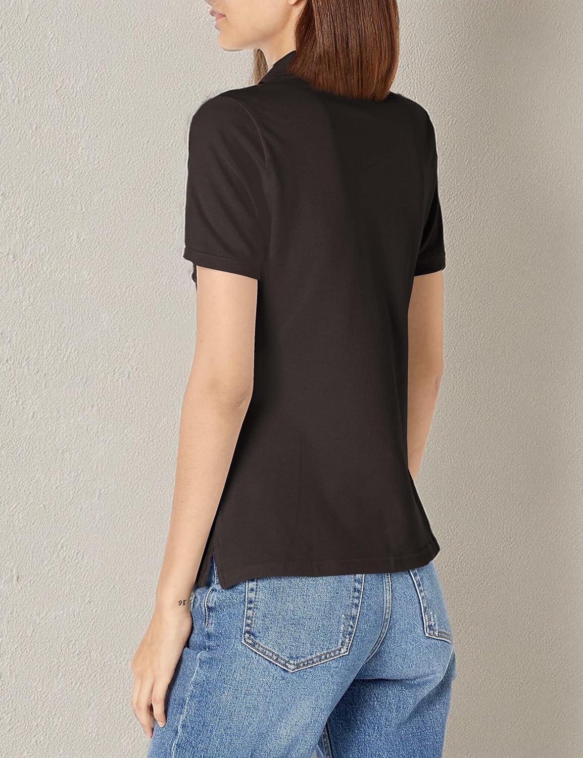 French Toast Girls’ Picot Collar Polo Short Sleeve Shirt (Kids Standard & Plus Size), Black, 10-12