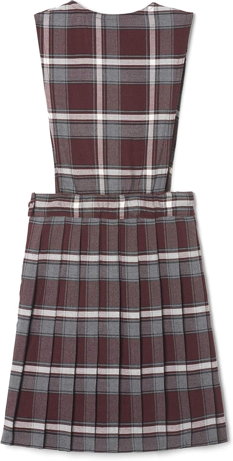 French Toast girls V-neck Jumper(Burgundy Plaid)