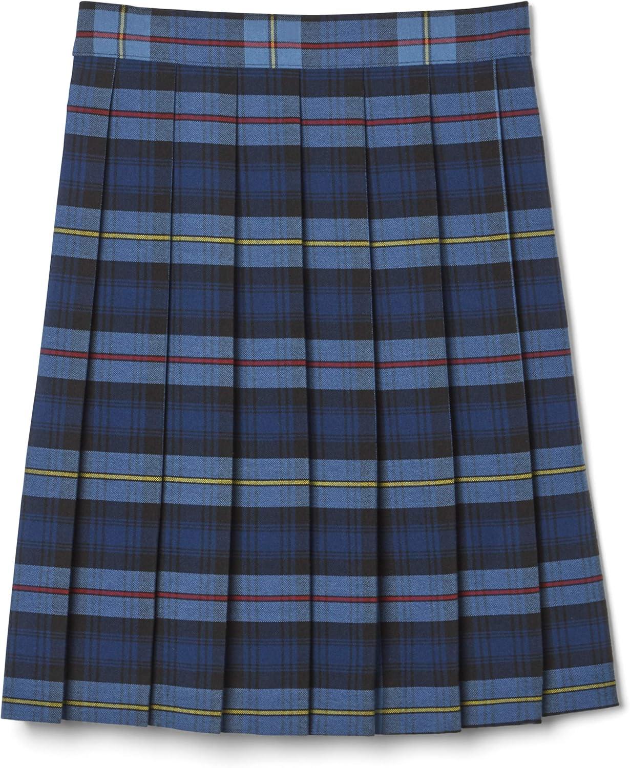 French Toast Girls’ Plaid Pleated Skirt(Blue & Red Plaid)
