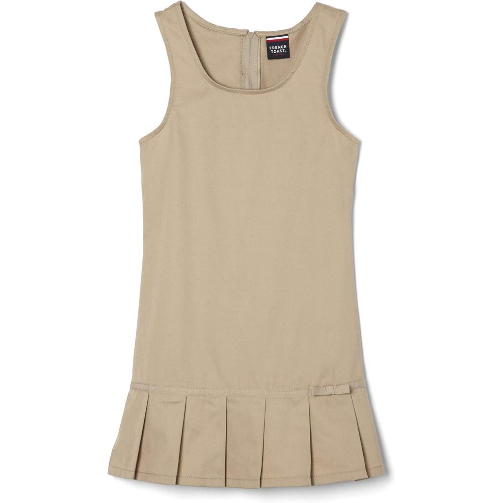 French Toast Girls’ Pleated Hem Jumper with Ribbon(Khaki)