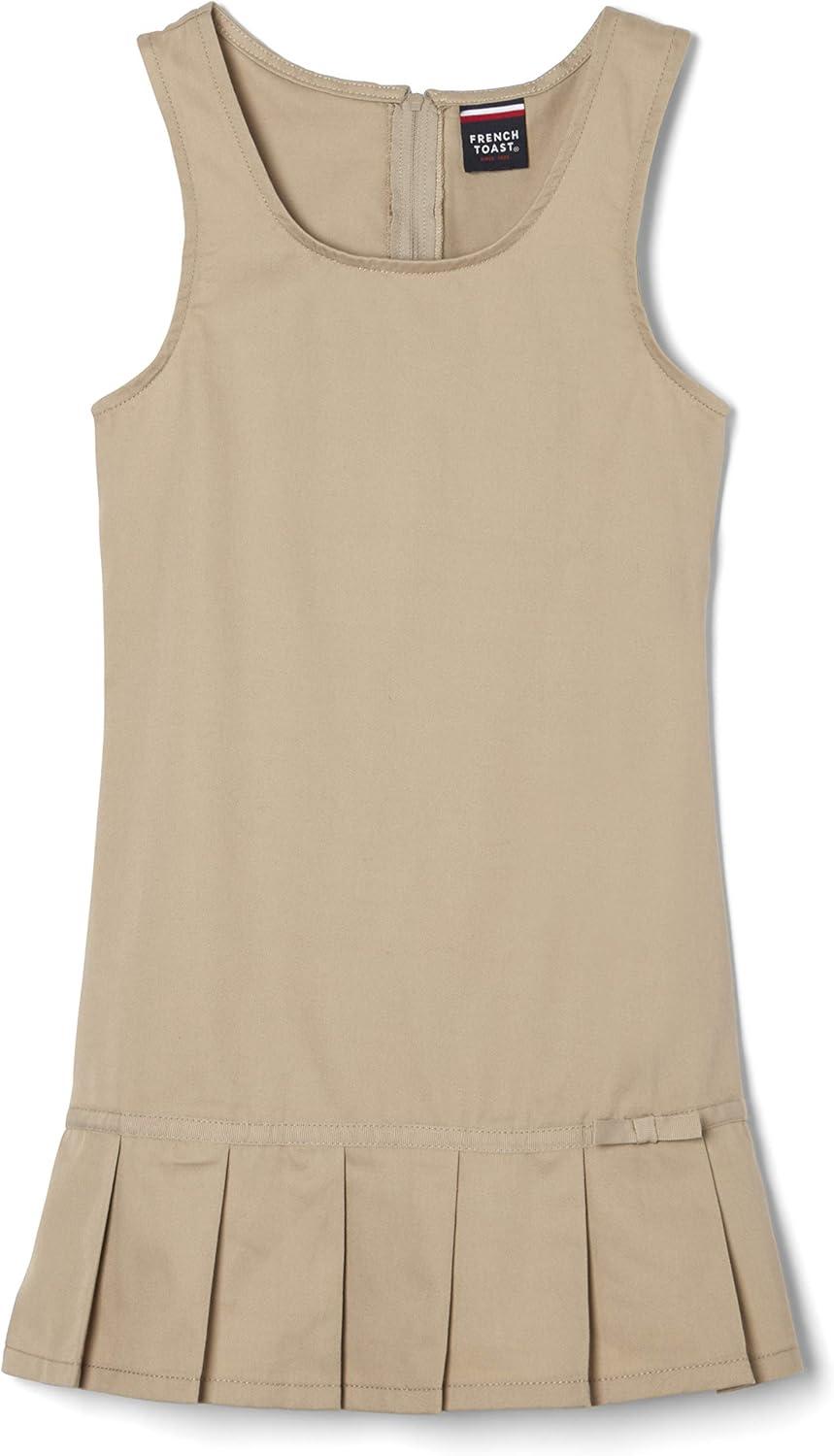 French Toast Girls’ Pleated Hem Jumper with Ribbon(Khaki)