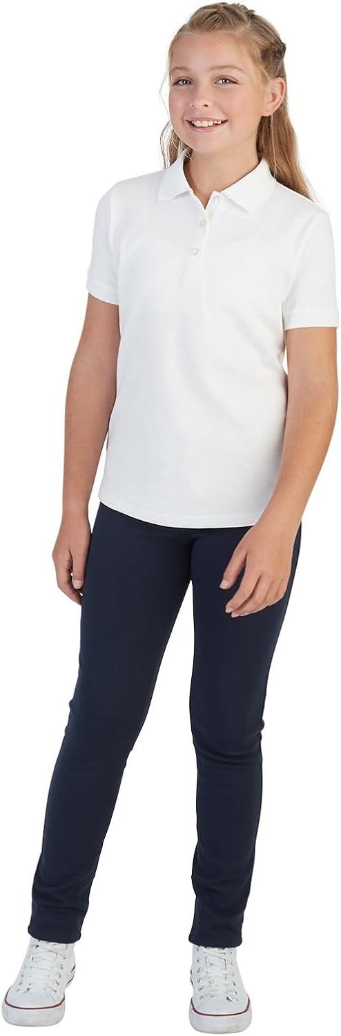 French Toast Girls’ Picot Collar Polo Short Sleeve Shirt (Kids Standard & Plus Size), Gold, 10-12