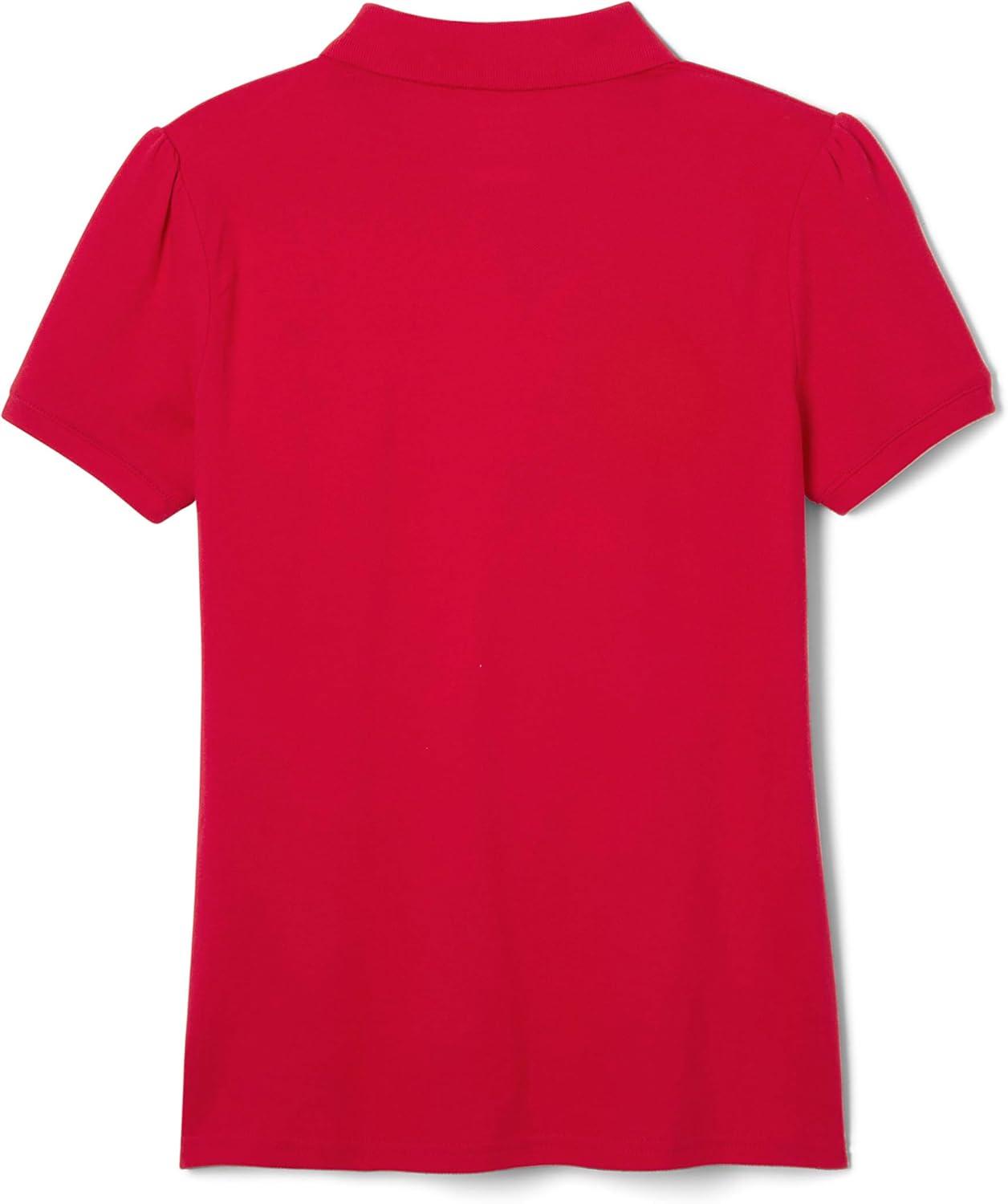French Toast Girls’ Short Sleeve Ruffle Polo(Red)