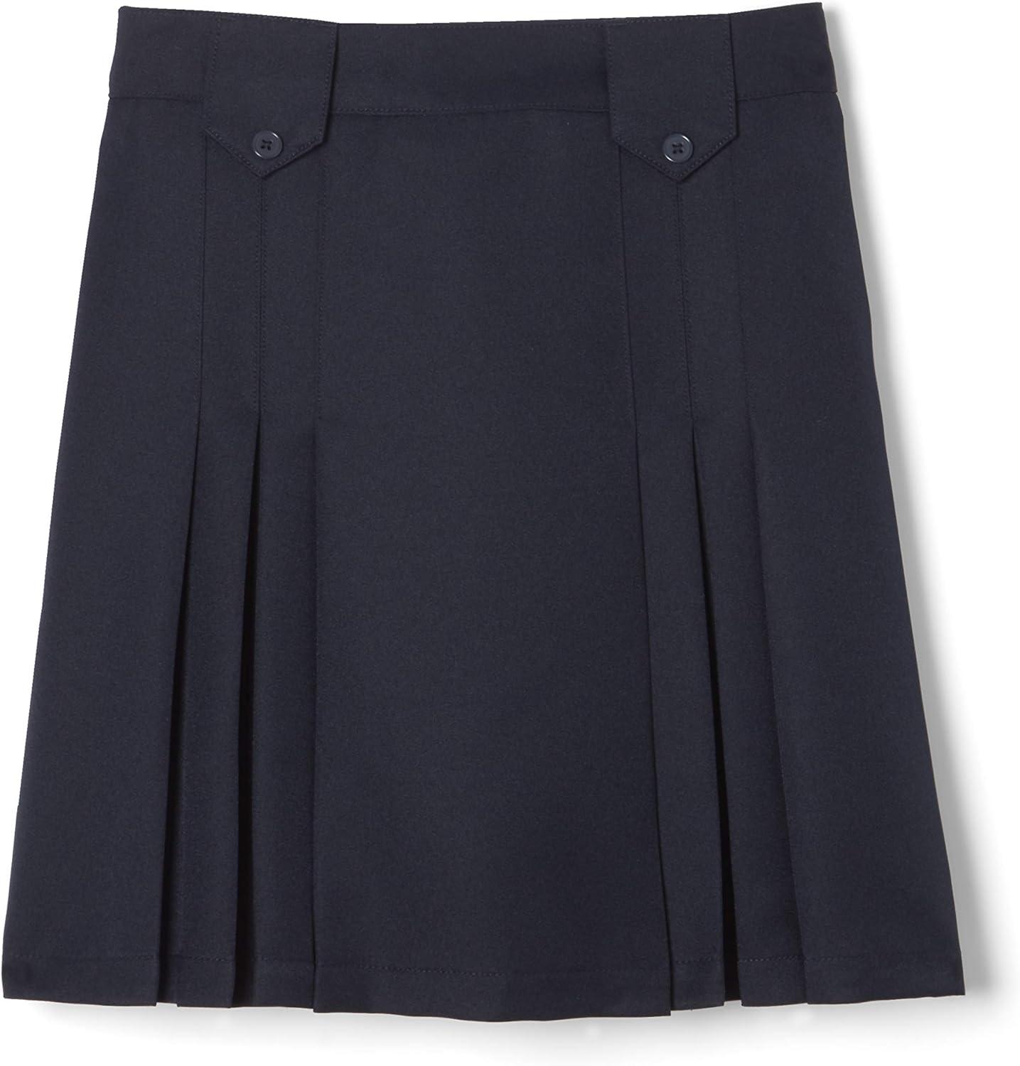 French Toast Big Girls’ Front Pleated Skirt with Tabs(Navy)