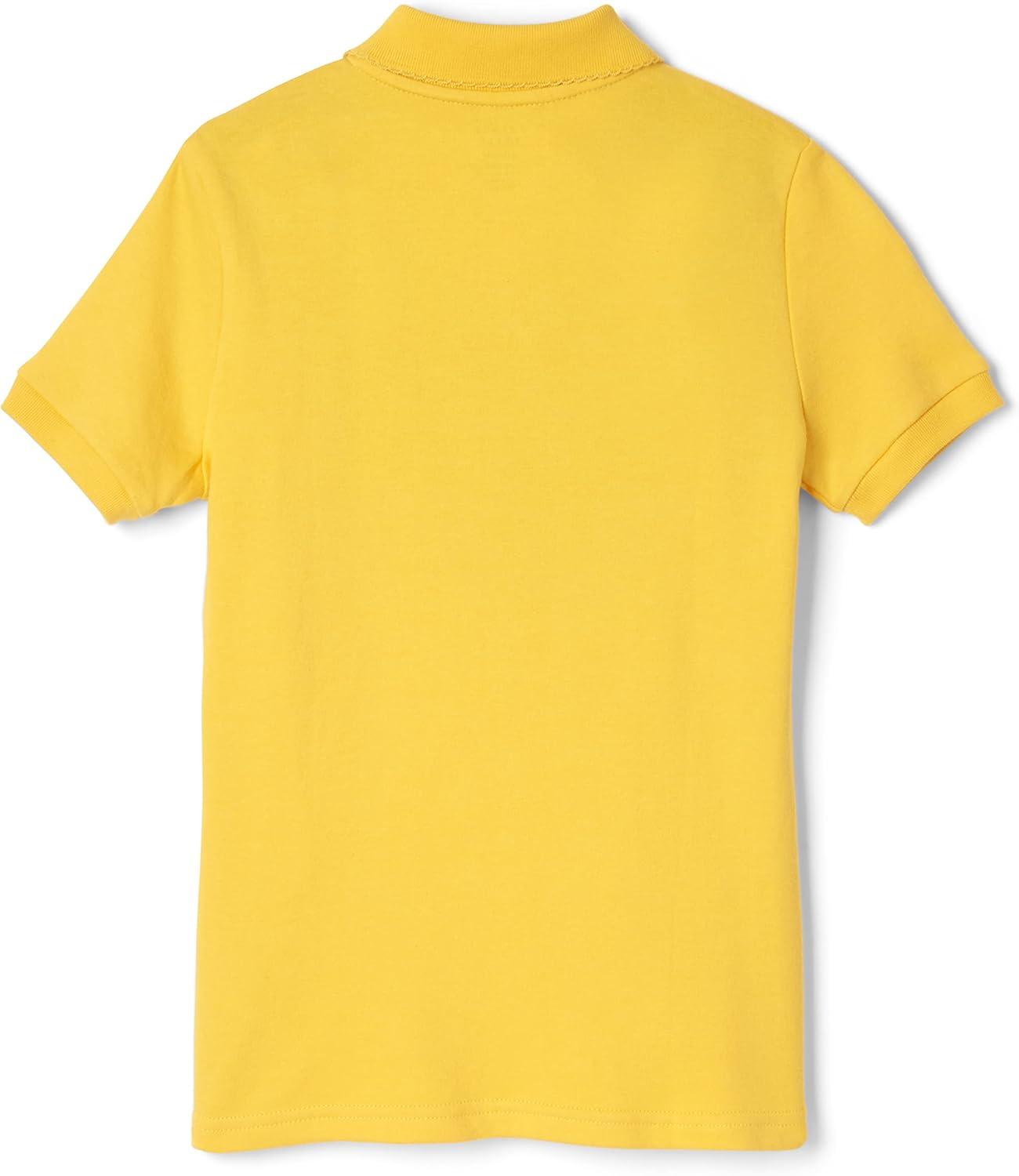 French Toast Girls’ Picot Collar Polo Short Sleeve Shirt (Kids Standard & Plus Size), Gold, 18-20
