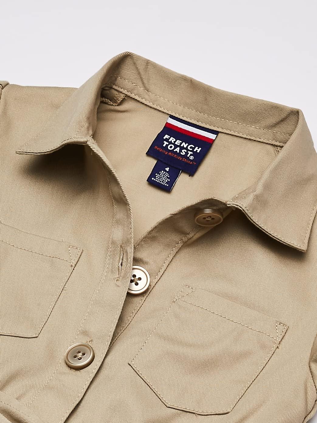 French Toast Girls’ Short Sleeve Safari Dress(Khaki Beige)