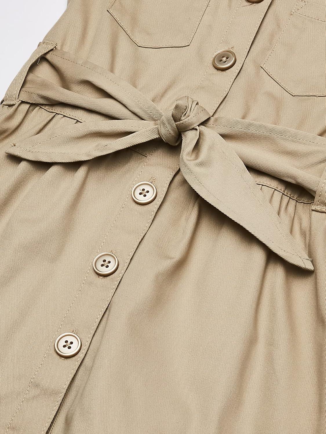 French Toast Girls’ Short Sleeve Safari Dress(Khaki Beige)