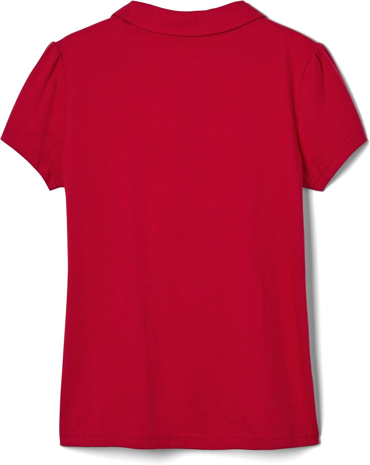 French Toast Toddler Girls Short Sleeve Peter Pan Collar Polo(Red)