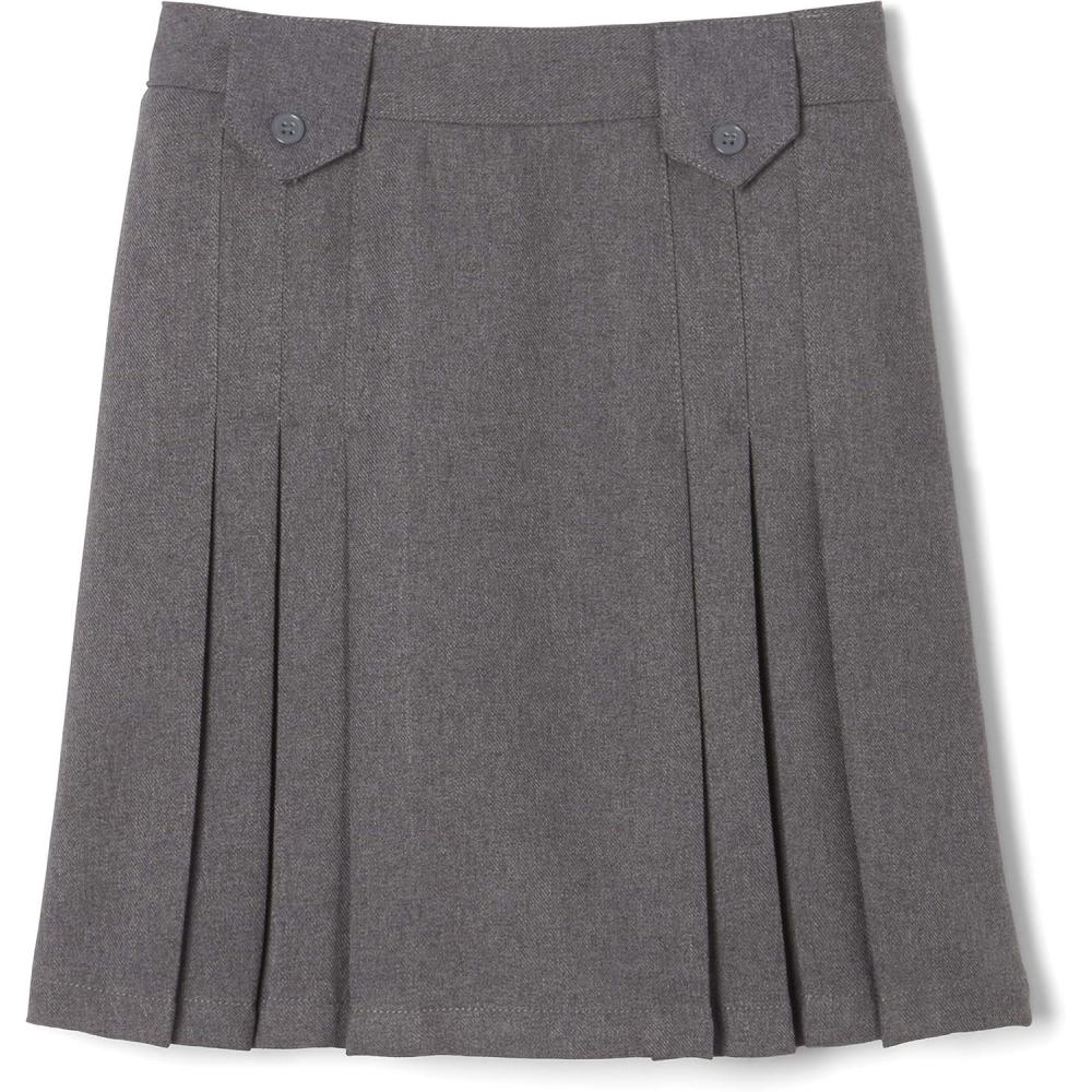 French Toast Big Girls’ Front Pleated Skirt with Tabs(Heather Gray)