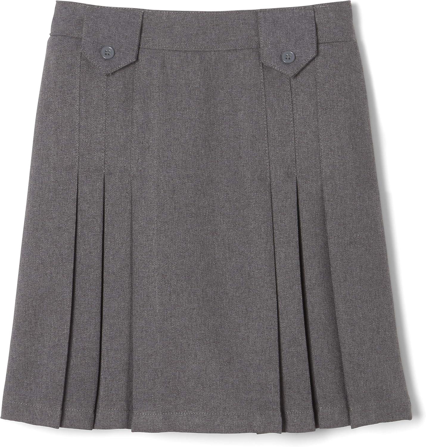 French Toast Big Girls’ Front Pleated Skirt with Tabs(Heather Gray)