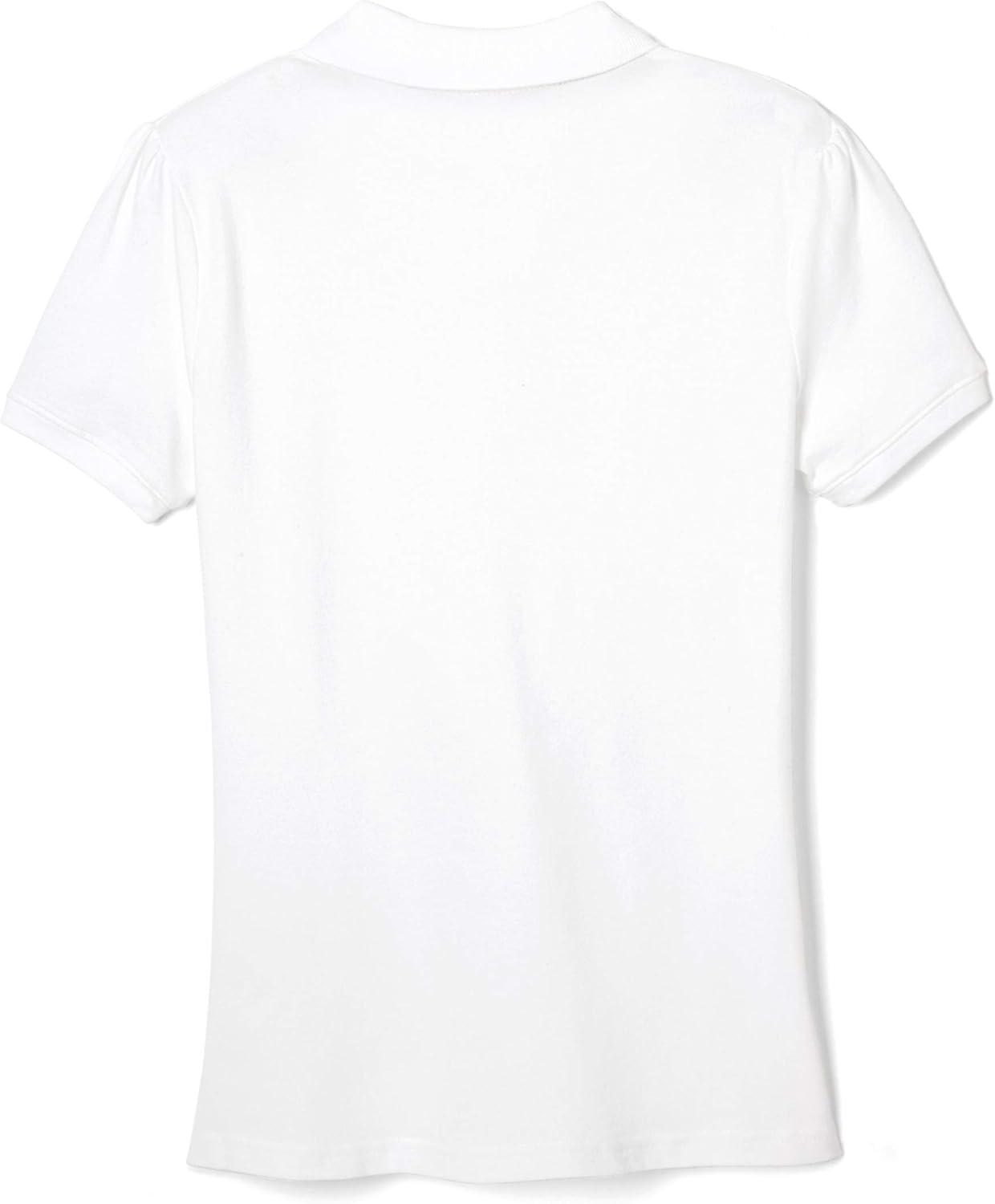 French Toast Girls’ Short Sleeve Ruffle Polo(White)