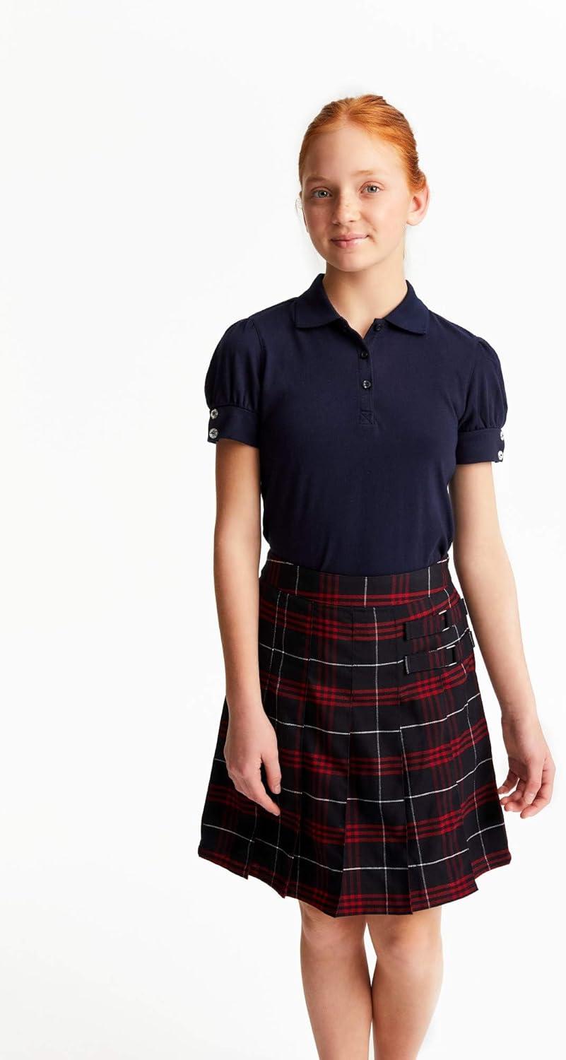 French Toast Girls Puff Sleeve Double Button Polo(Navy)