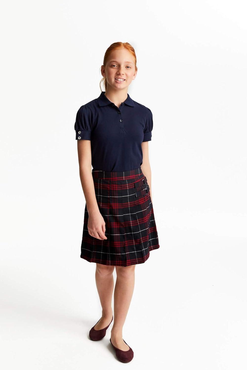 French Toast Girls Puff Sleeve Double Button Polo(Navy)