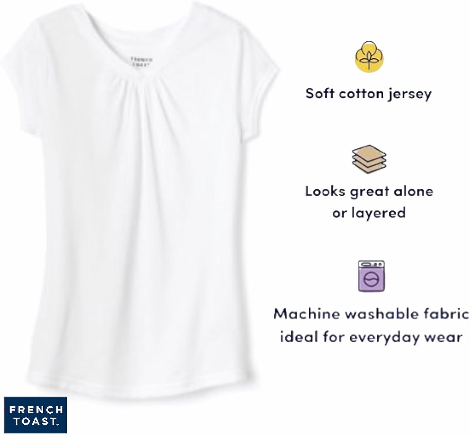 French Toast Girls Short Sleeve V-Neck T-Shirt Tee(Black)