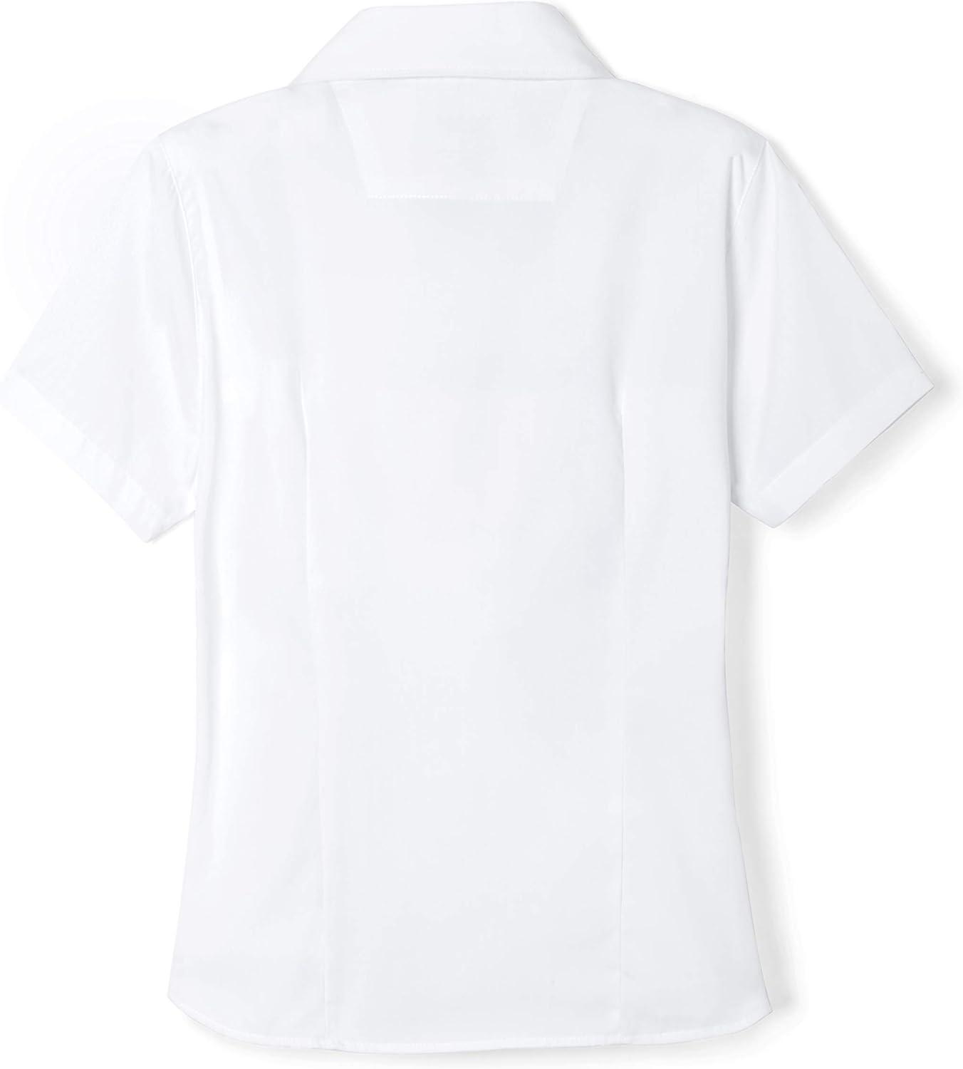 French Toast Girls’ Short Sleeve Blouse with Pocket(White)