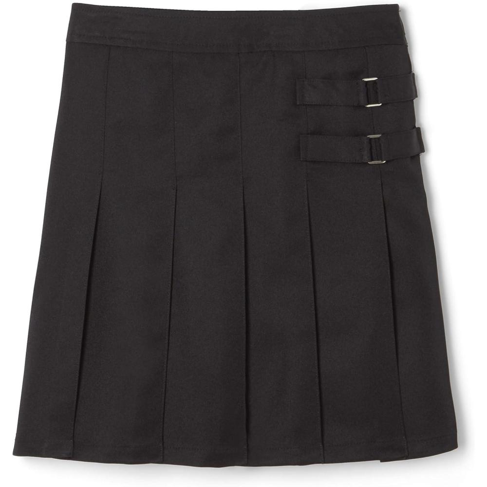 French Toast Girls Adjustable Waist Pleated-Front Two-tab Scooter(Black)