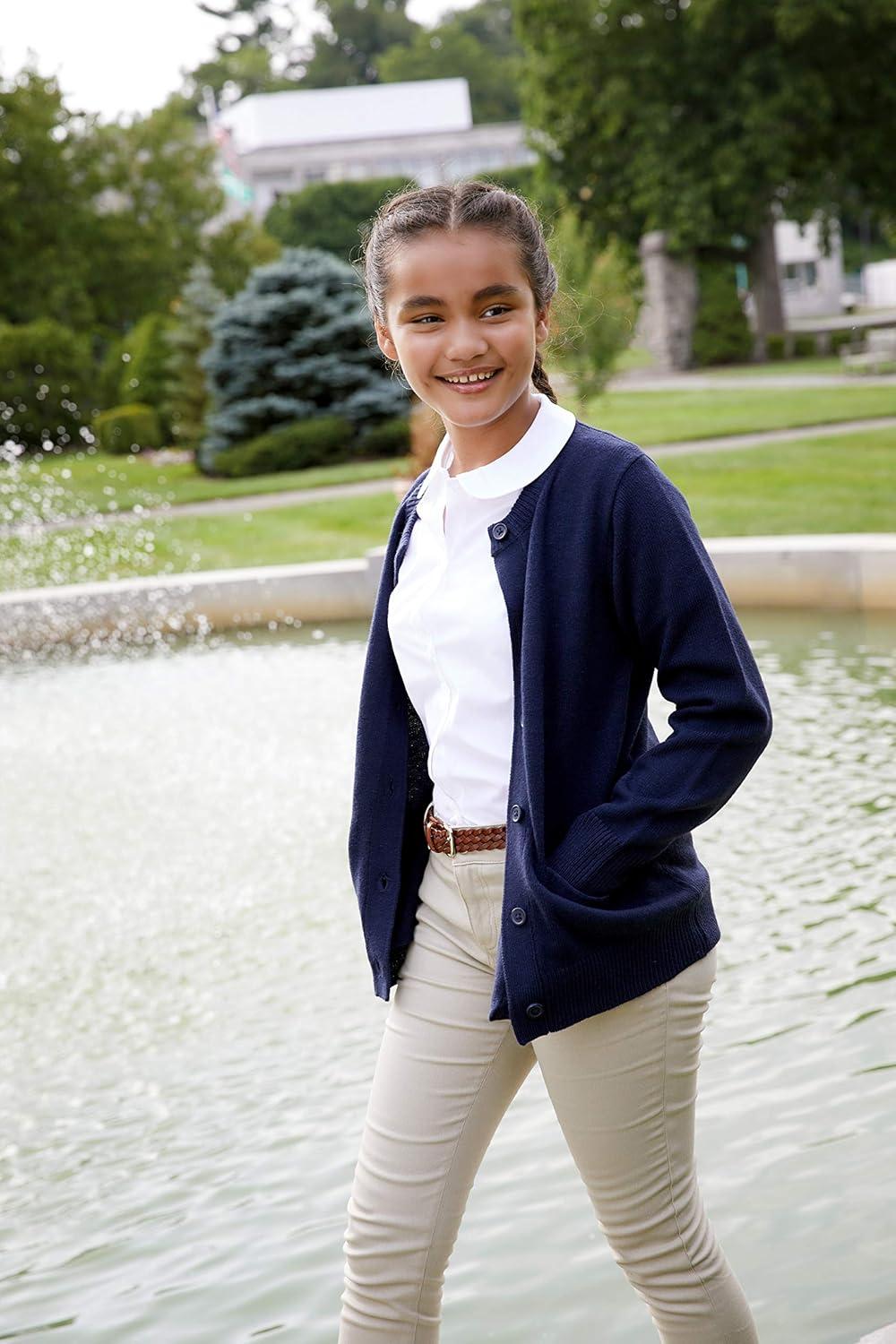 French Toast Little Girls’ Knit Cardigan Sweater(Navy)
