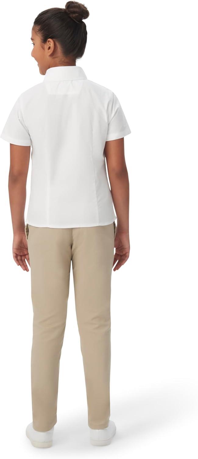 French Toast Girls’ Fitted Short Sleeve Wrinkle-Resistant Blouse(White)
