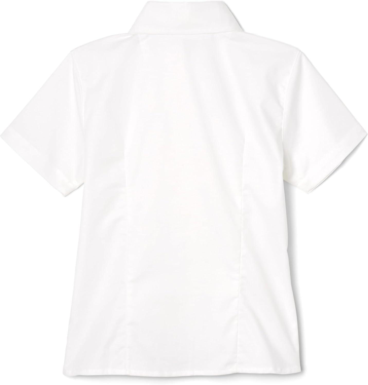 French Toast Girls’ Fitted Short Sleeve Wrinkle-Resistant Blouse(White)