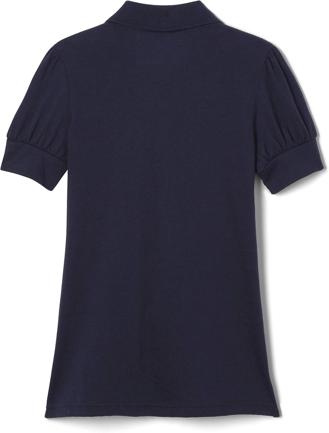 French Toast Girls’ Short Sleeve Ruffle Polo(Navy)