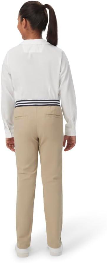 French Toast Girls Pull On Skinny Fit Stretch Pants with Elastic Waist and Pockets, School Uniform for Kids(Khaki)