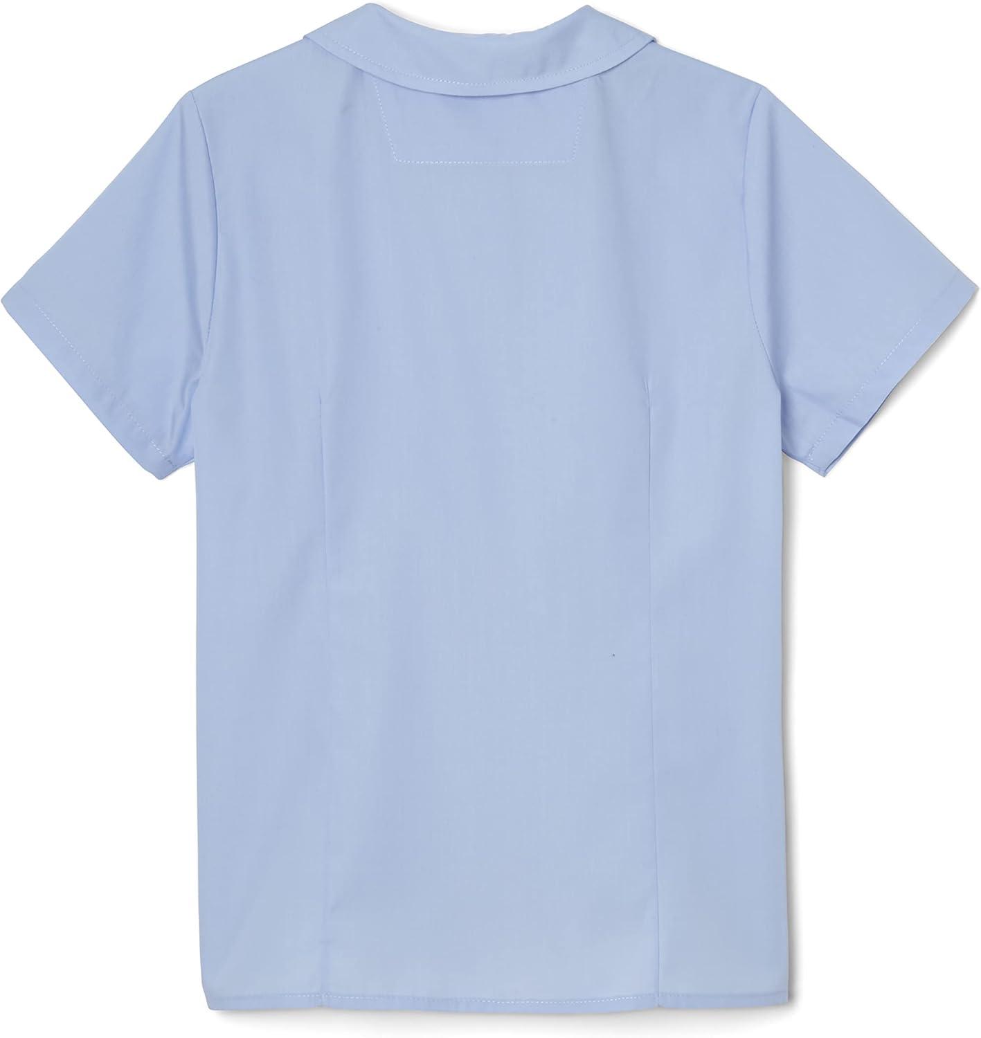 French Toast Peter Pan Collar Short Sleeve Blouse (Girls Standard & Plus Sizes), Blue,(Light Blue)