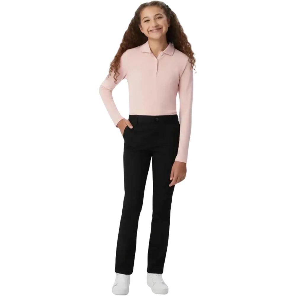 French Toast Girls’ Pull-On Straight Fit Stretch Twill Pant(School Uniform Black)