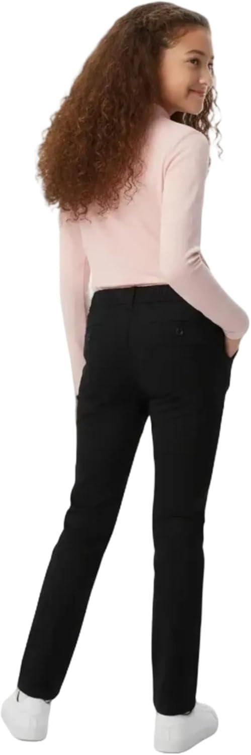 French Toast Girls’ Pull-On Straight Fit Stretch Twill Pant(School Uniform Black)