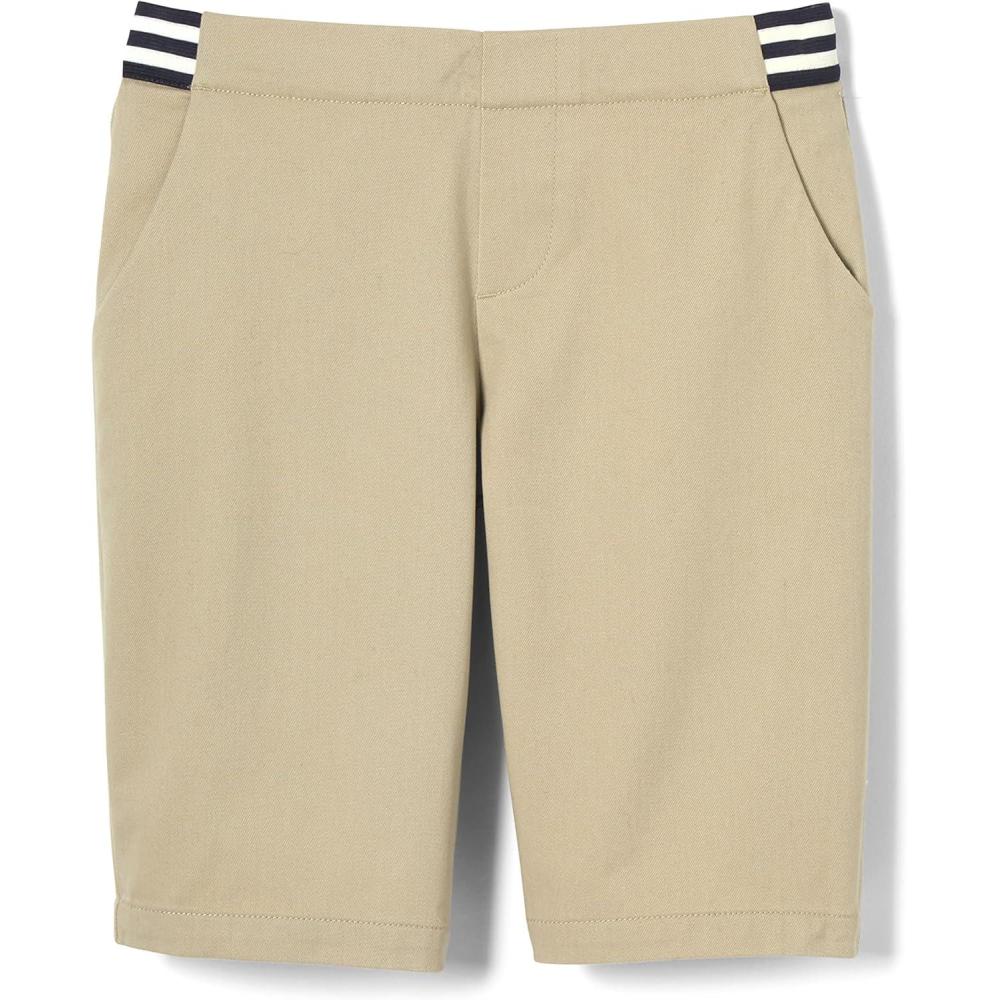 French Toast Girls Pull-on Stretch Contrast Waistband Shorts(Khaki)