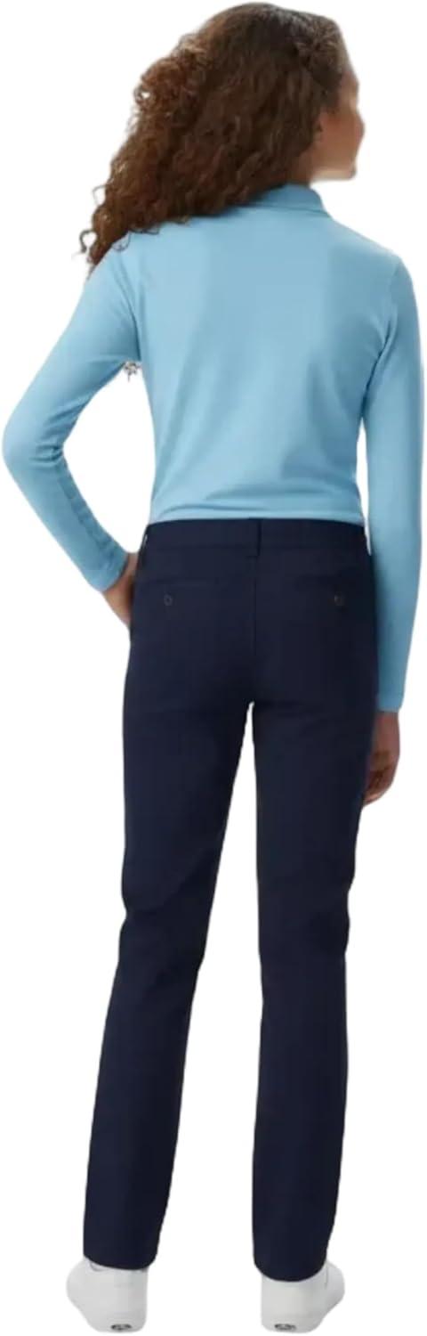 French Toast Girls’ Pull-On Straight Fit Stretch Twill Pant(Bootcut Navy)