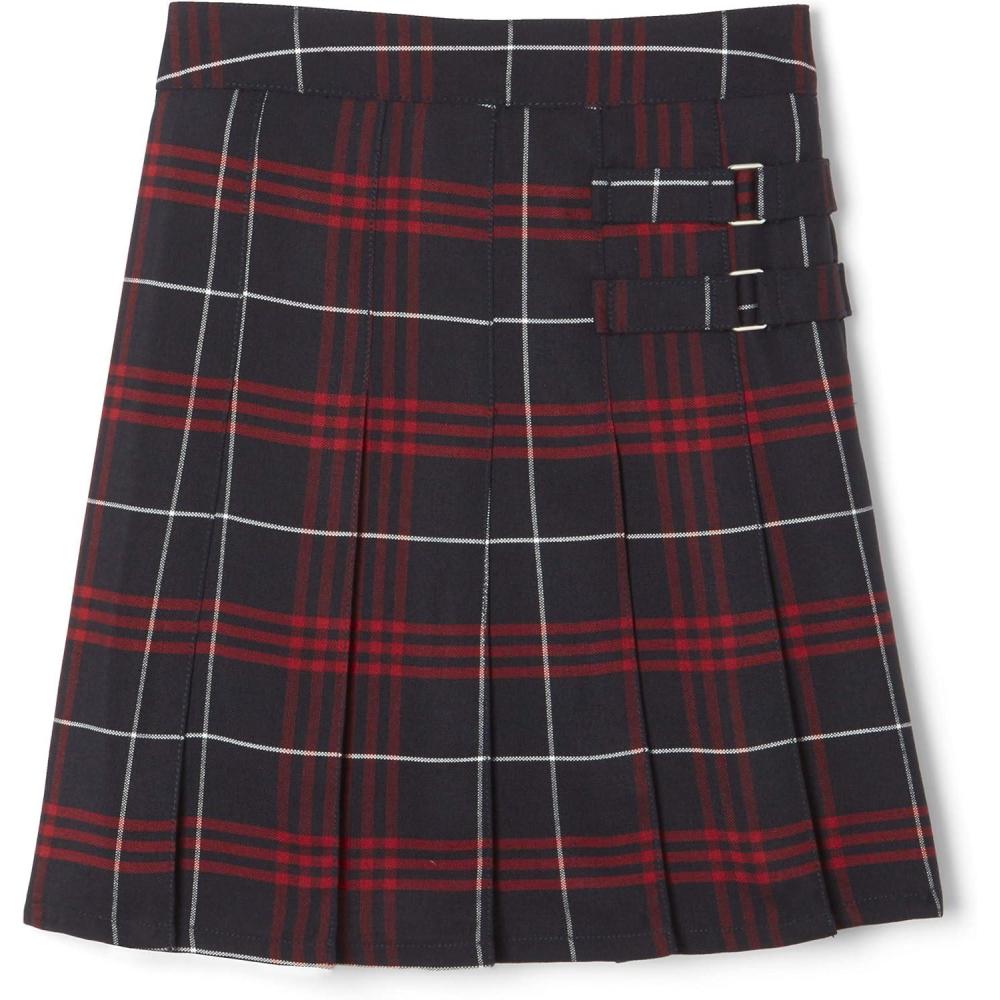 French Toast Girls’ Adjustable Waist Plaid 2-Tab Scooter(Navy & Red Plaid)