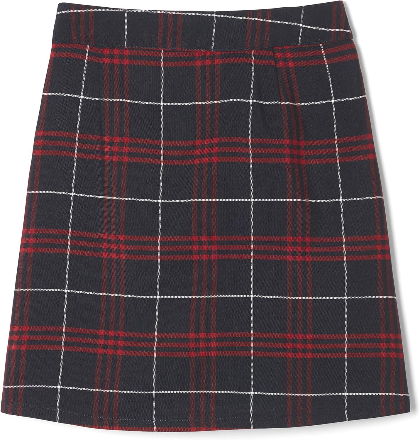 French Toast Girls’ Adjustable Waist Plaid 2-Tab Scooter(Navy & Red Plaid)