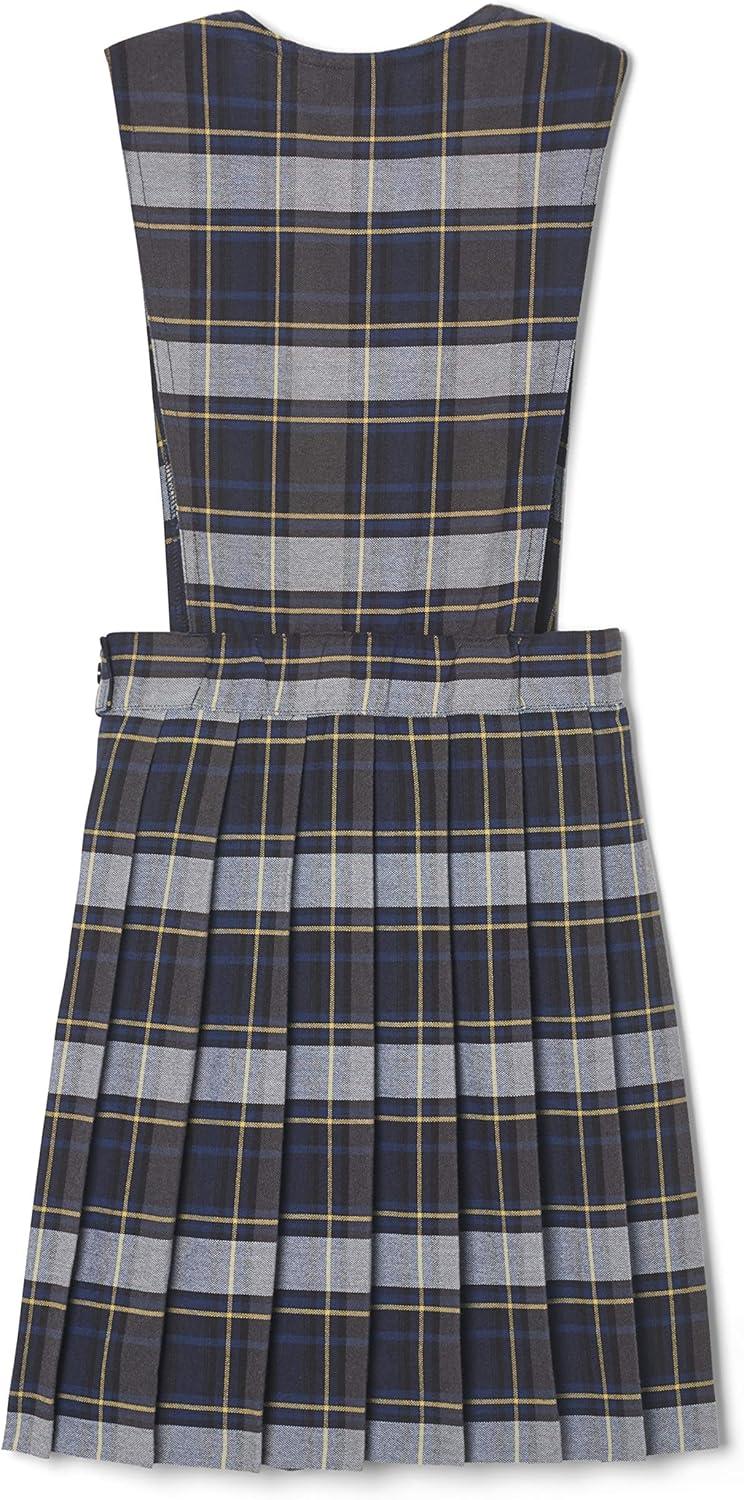 French Toast girls V-neck Jumper(Blue & Gold Plaid)