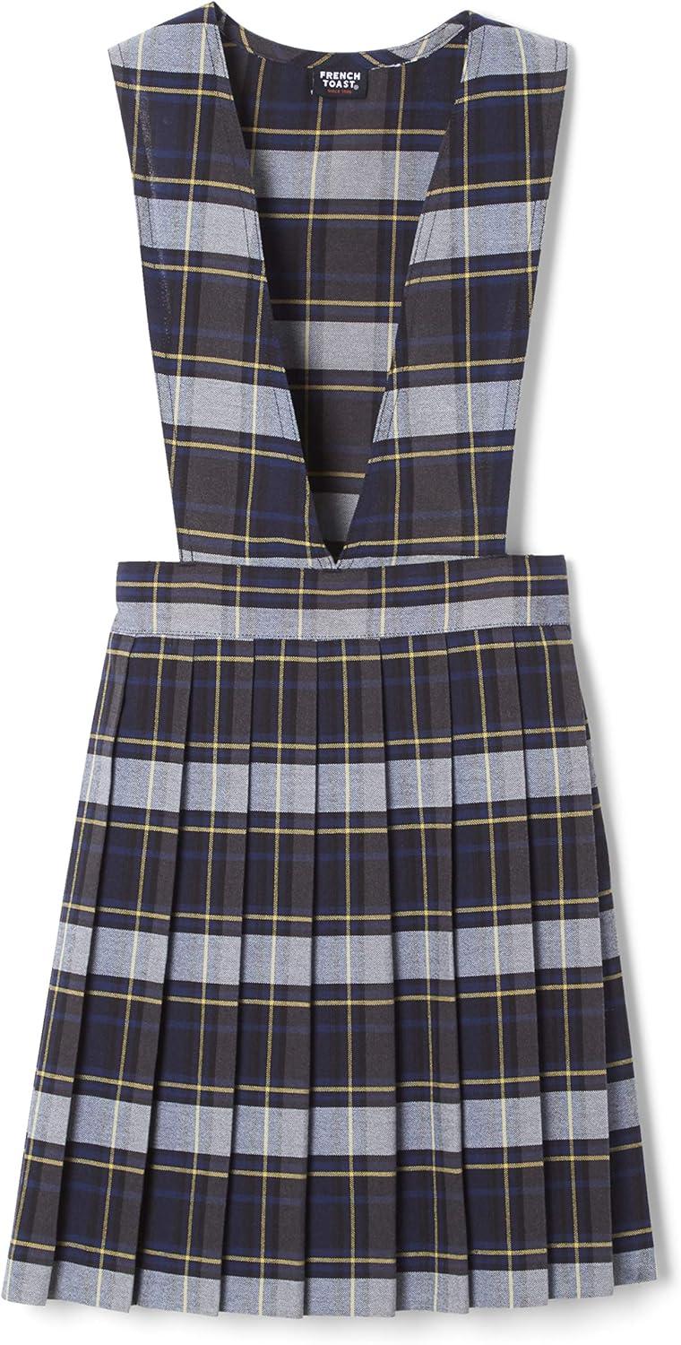 French Toast girls V-neck Jumper(Blue & Gold Plaid)