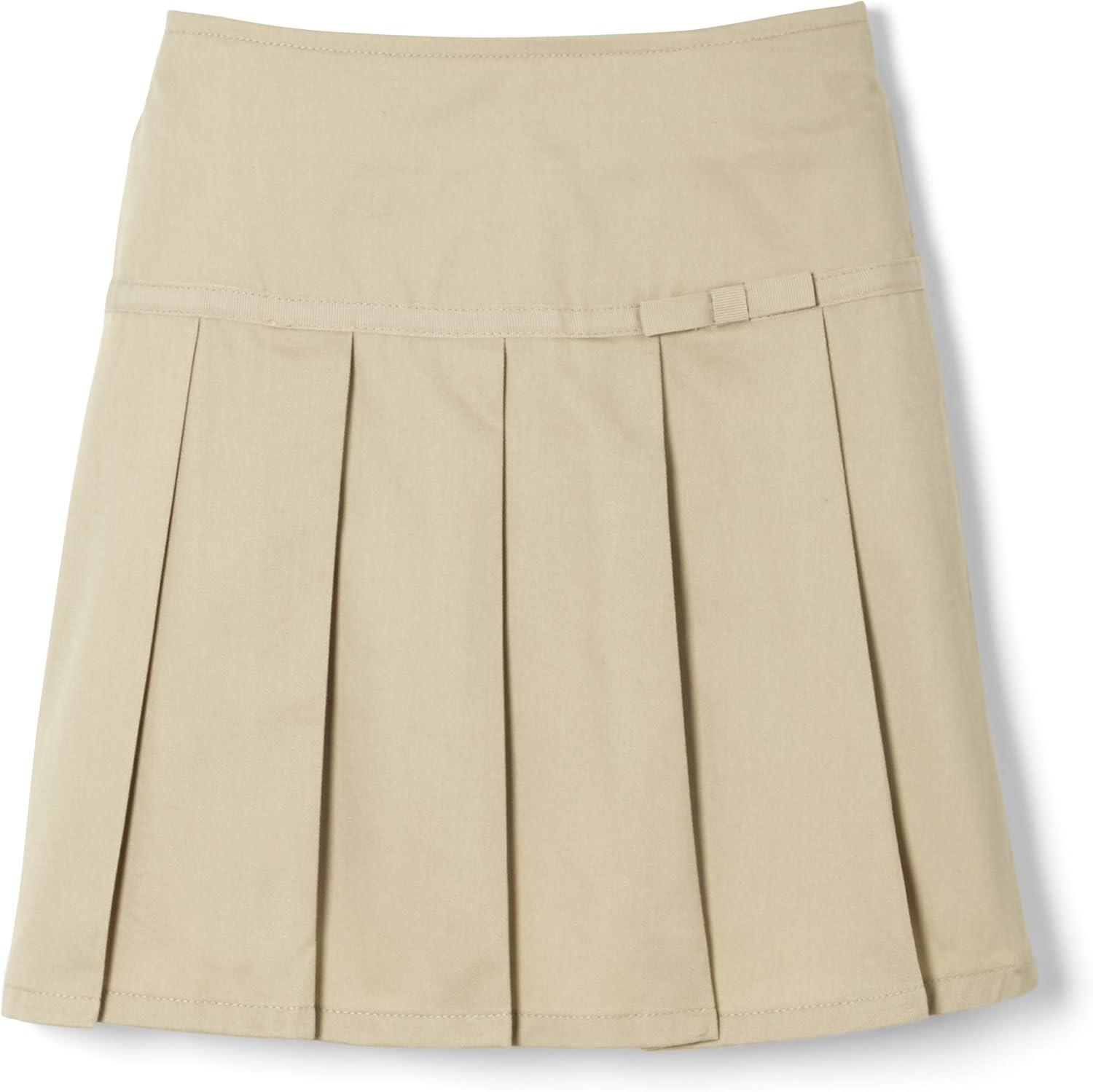 French Toast Little Girls’ Pleated Scooter with Ribbon(Khaki)