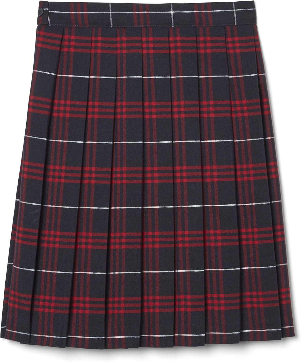 French Toast Girls’ Plaid Pleated Skirt(Navy & Red Plaid)