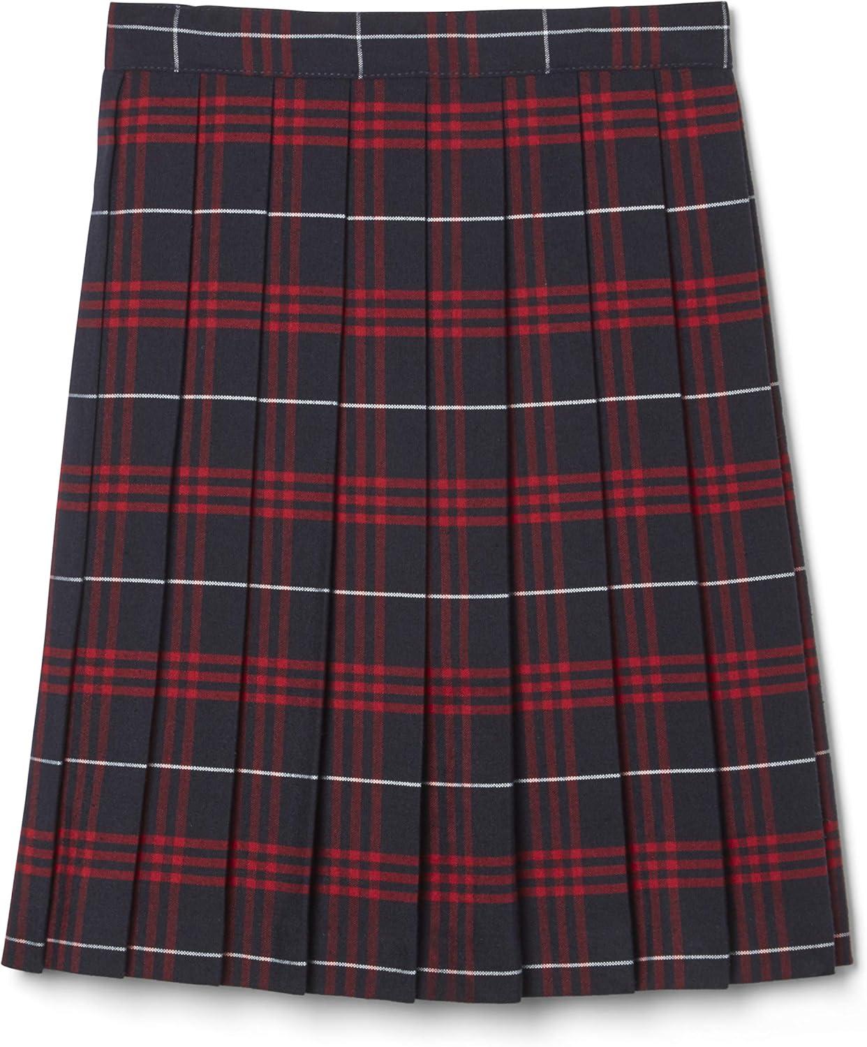 French Toast Girls’ Plaid Pleated Skirt(Navy & Red Plaid)