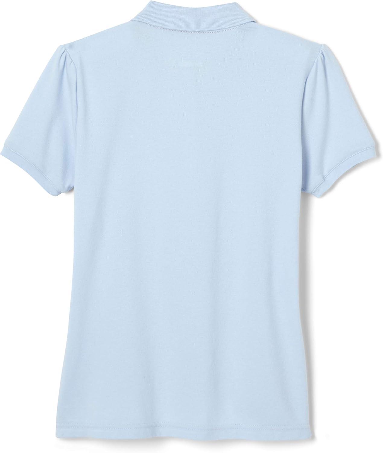 French Toast Girls’ Short Sleeve Ruffle Polo(Light Blue)