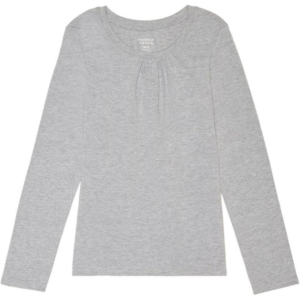 French Toast Girls Long Sleeve Crewneck Tee T Shirt(Heather Gray)