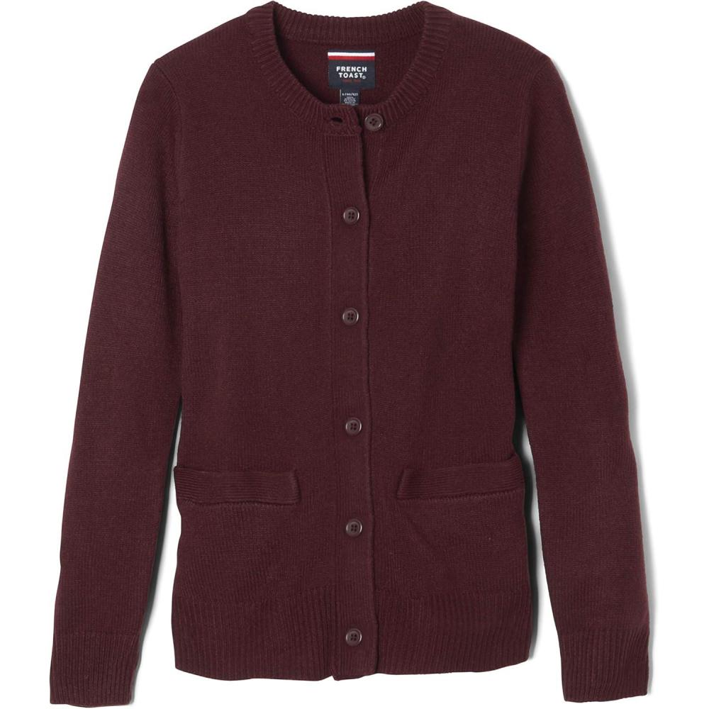 French Toast Little Girls’ Knit Cardigan Sweater(Burgundy)