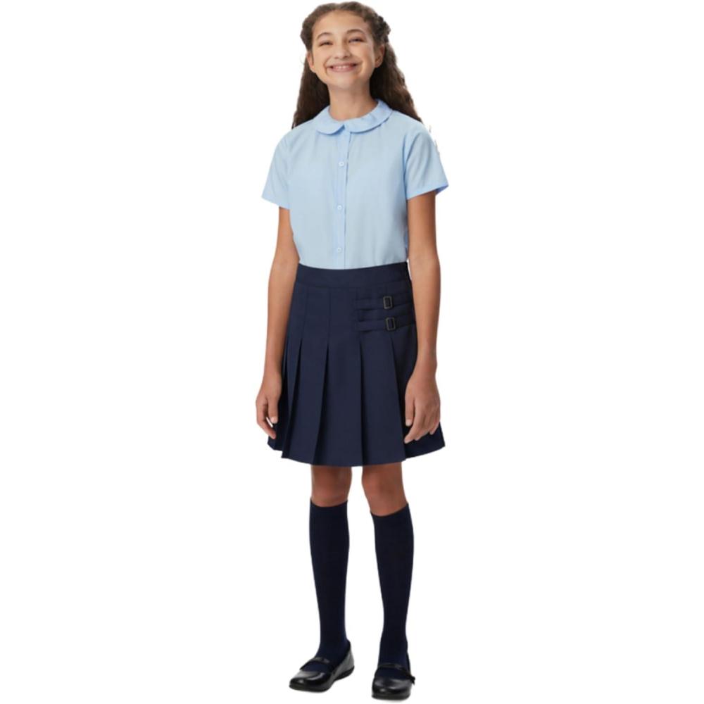 French Toast Girls’ Adjustable Waist Pleated-Front Two-Tab Scooter(Navy)
